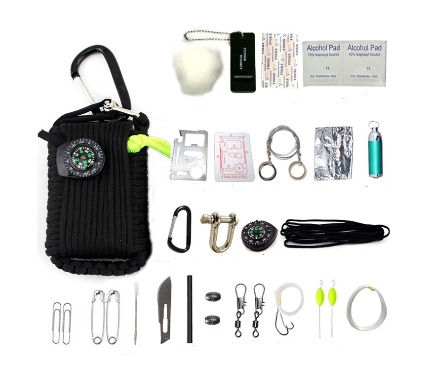 Camping bag emergency rope equipment kit