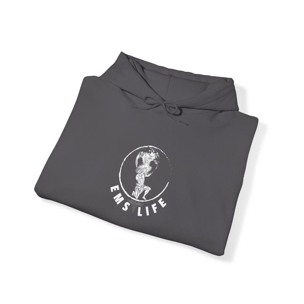 EMS Life Atlas wht icon - Unisex Heavy Blend™ Hooded Sweatshirt