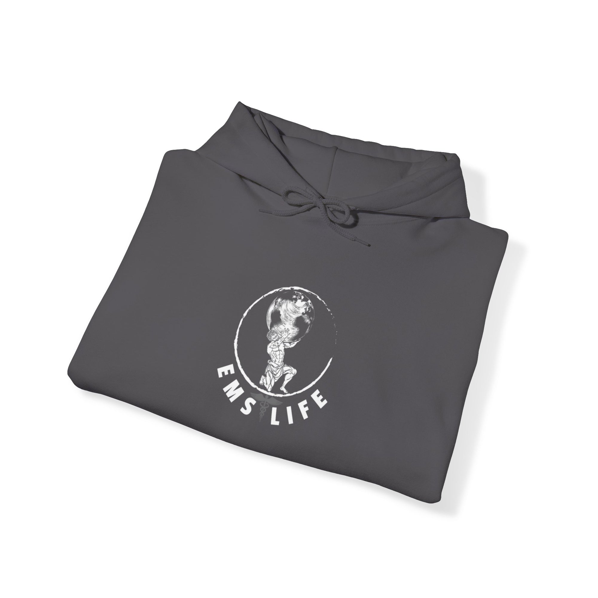 EMS Life Atlas wht icon - Unisex Heavy Blend™ Hooded Sweatshirt