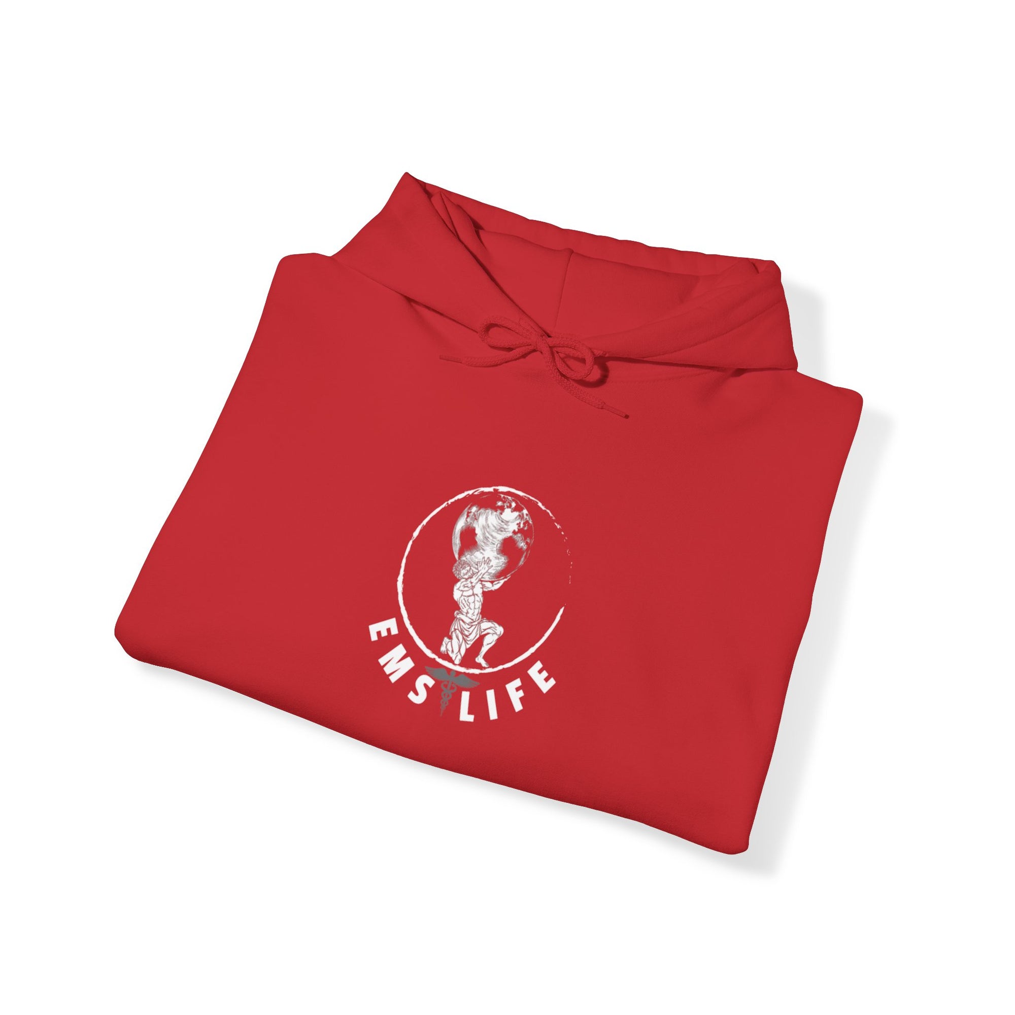 EMS Life Atlas wht icon - Unisex Heavy Blend™ Hooded Sweatshirt