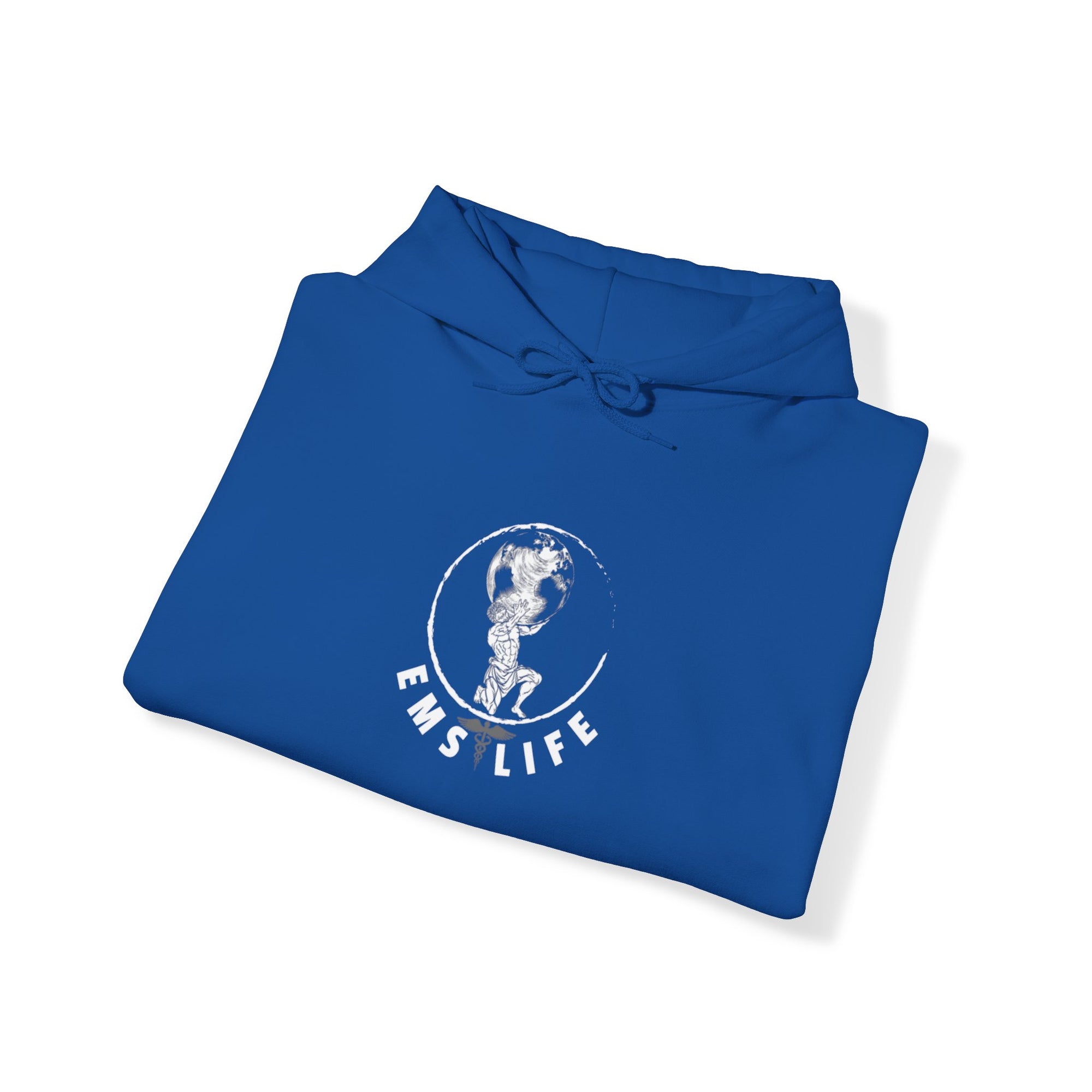 EMS Life Atlas wht icon - Unisex Heavy Blend™ Hooded Sweatshirt
