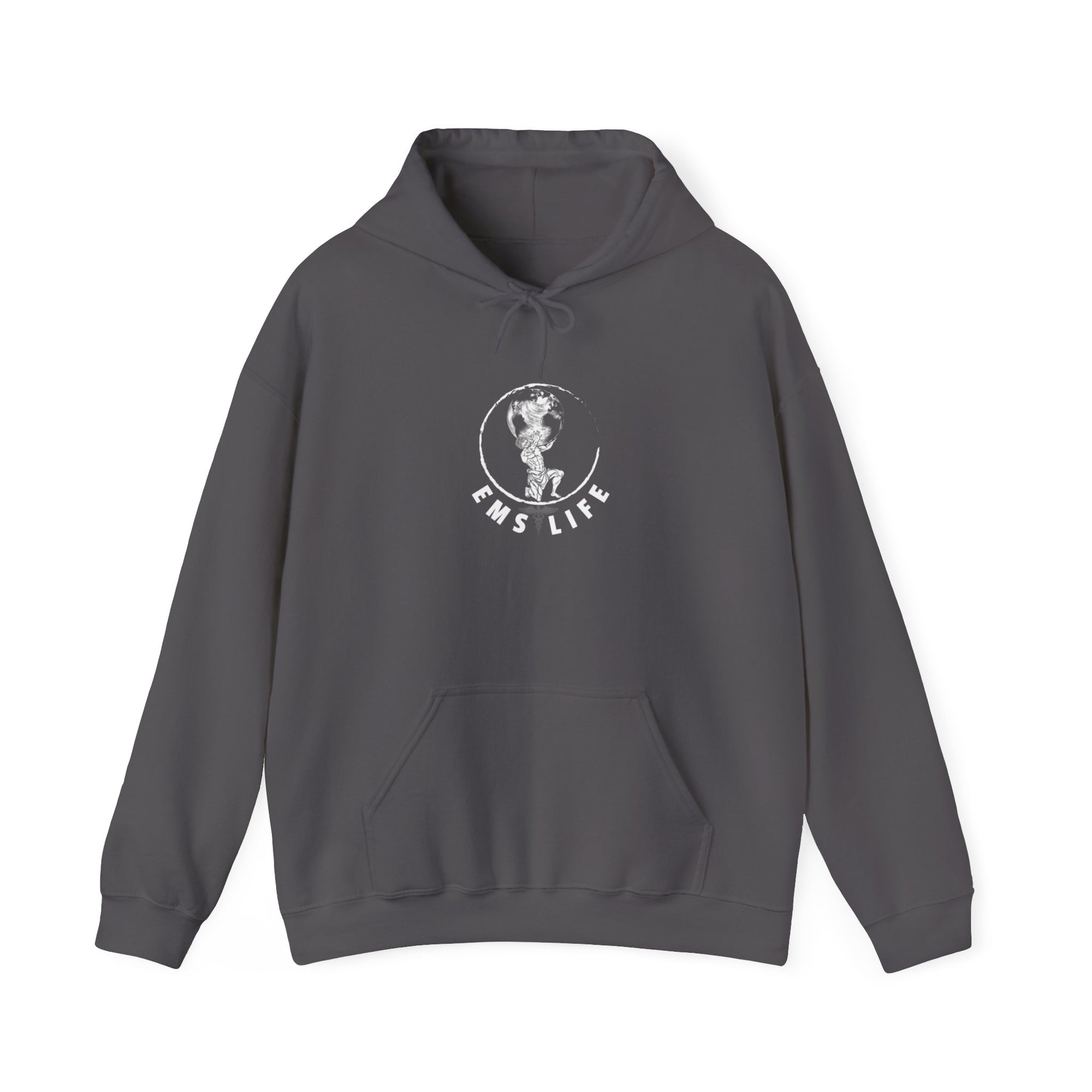 EMS Life Atlas wht icon - Unisex Heavy Blend™ Hooded Sweatshirt