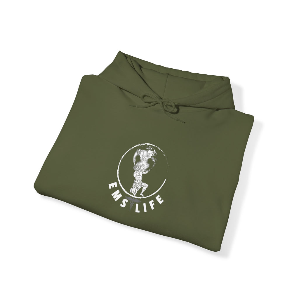 EMS Life Atlas wht icon - Unisex Heavy Blend™ Hooded Sweatshirt
