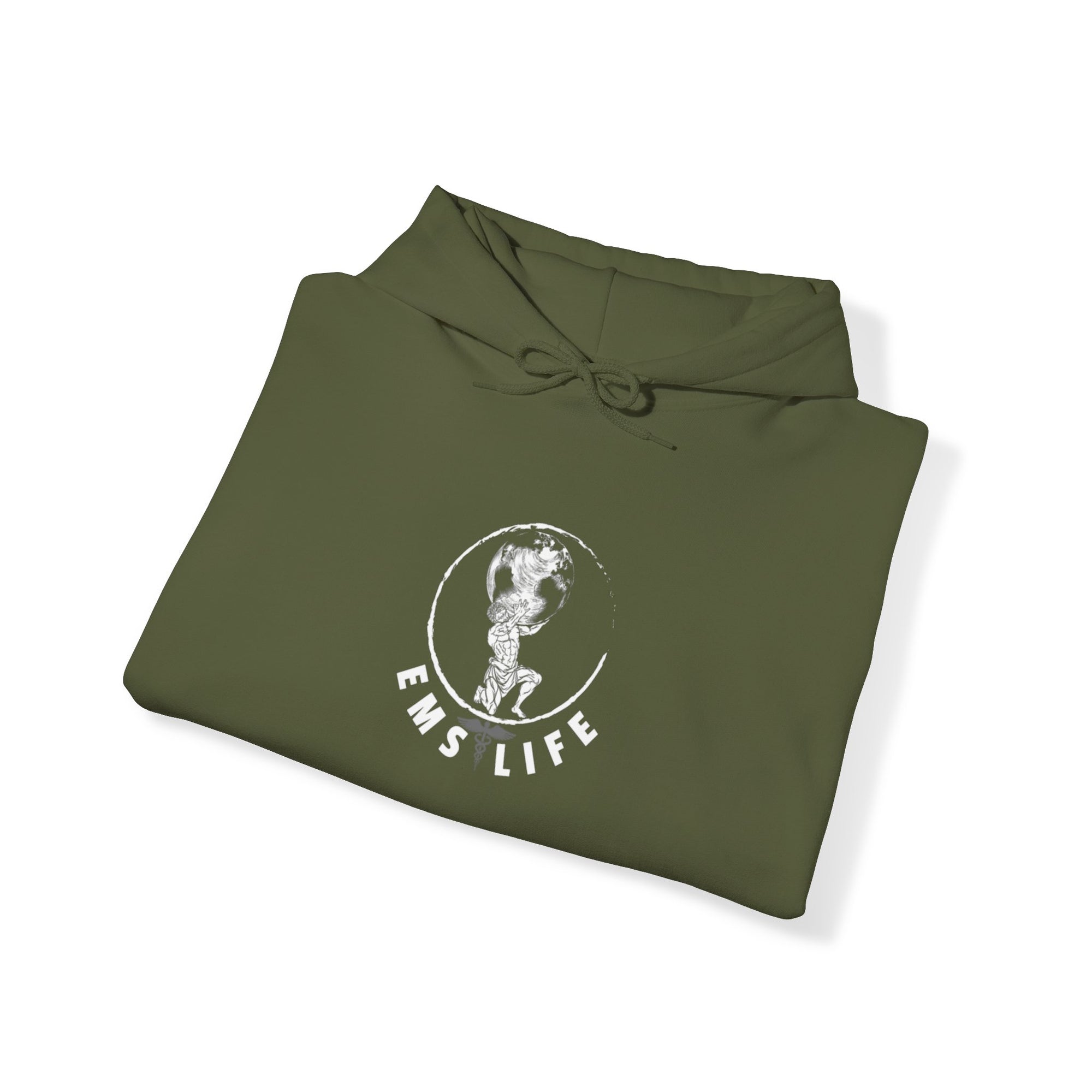 EMS Life Atlas wht icon - Unisex Heavy Blend™ Hooded Sweatshirt