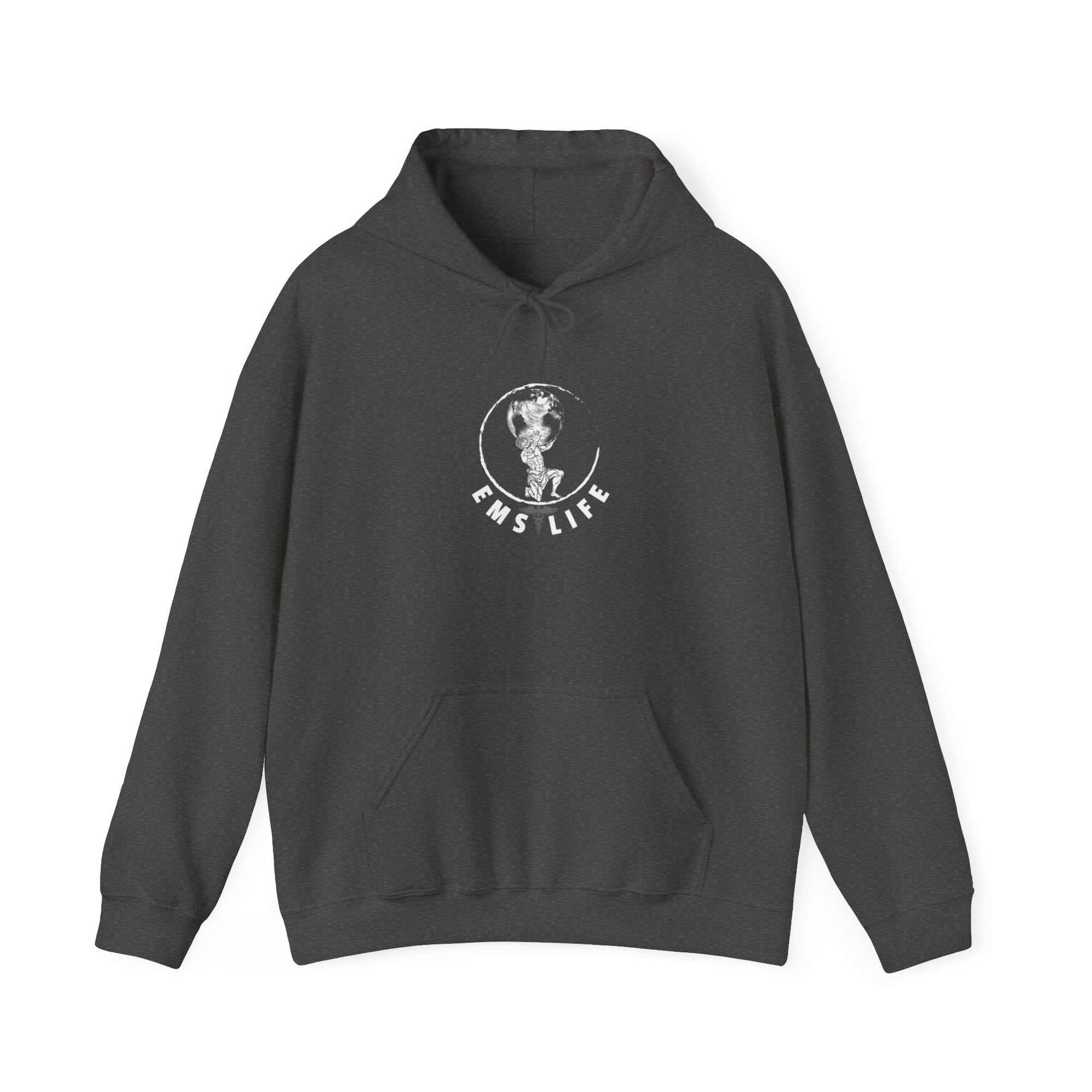 EMS Life Atlas wht icon - Unisex Heavy Blend™ Hooded Sweatshirt