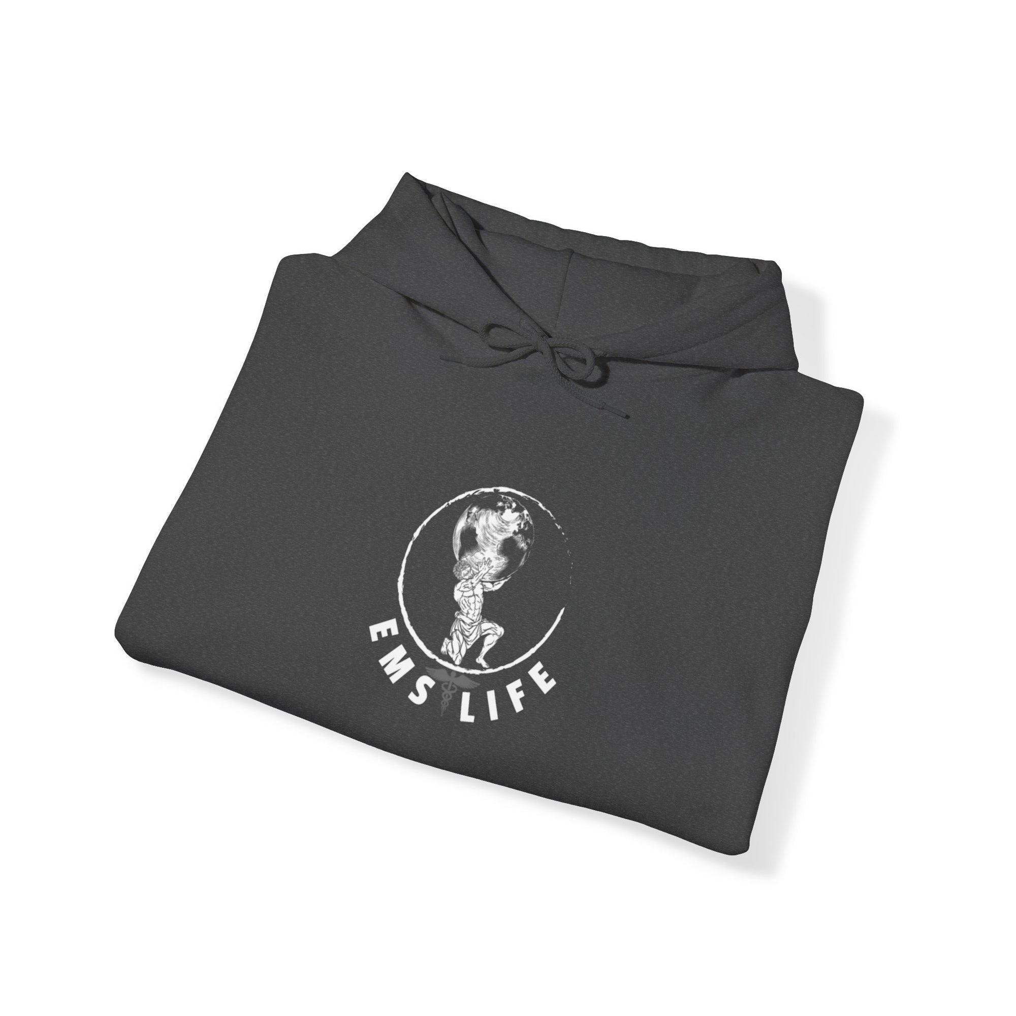 EMS Life Atlas wht icon - Unisex Heavy Blend™ Hooded Sweatshirt