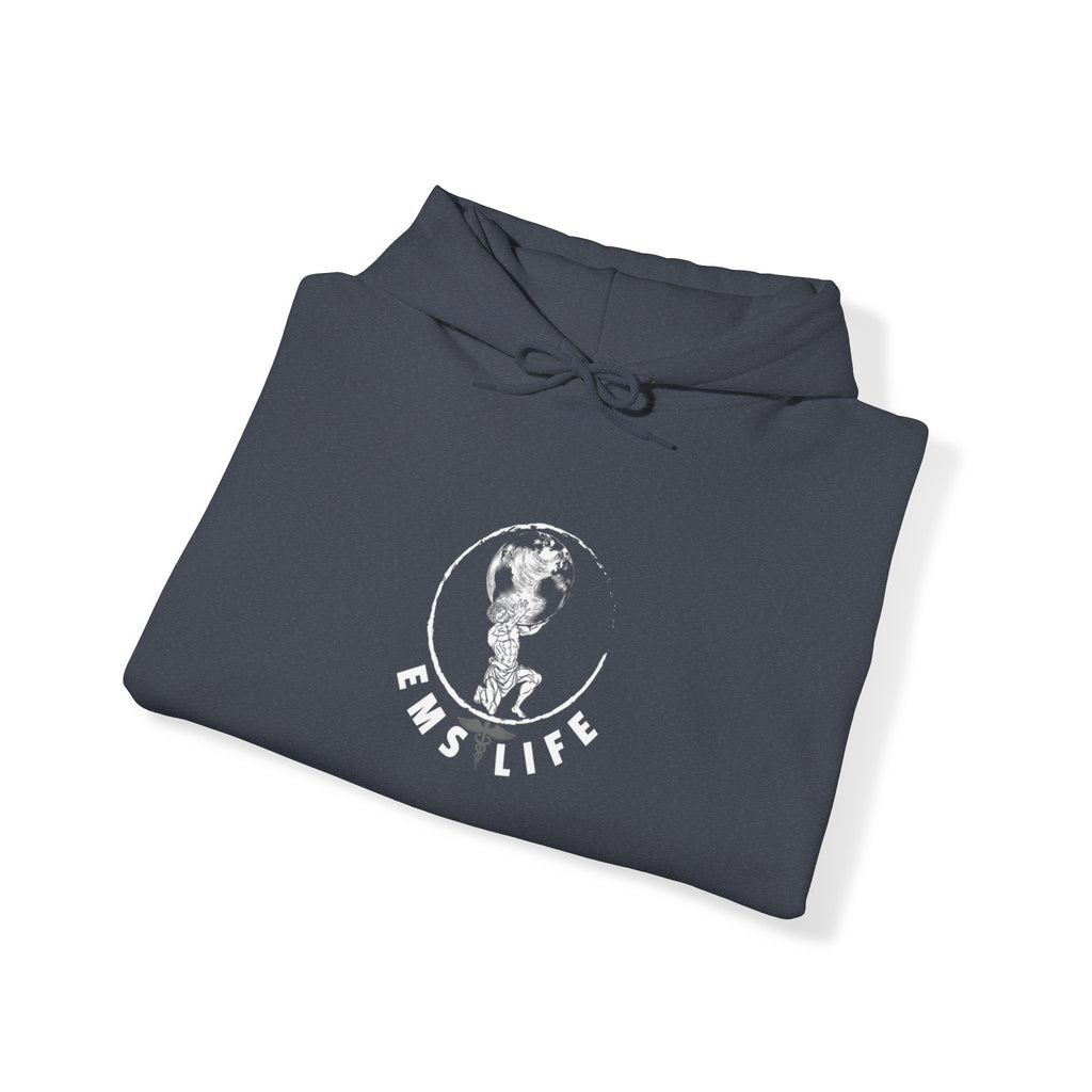 EMS Life Atlas wht icon - Unisex Heavy Blend™ Hooded Sweatshirt