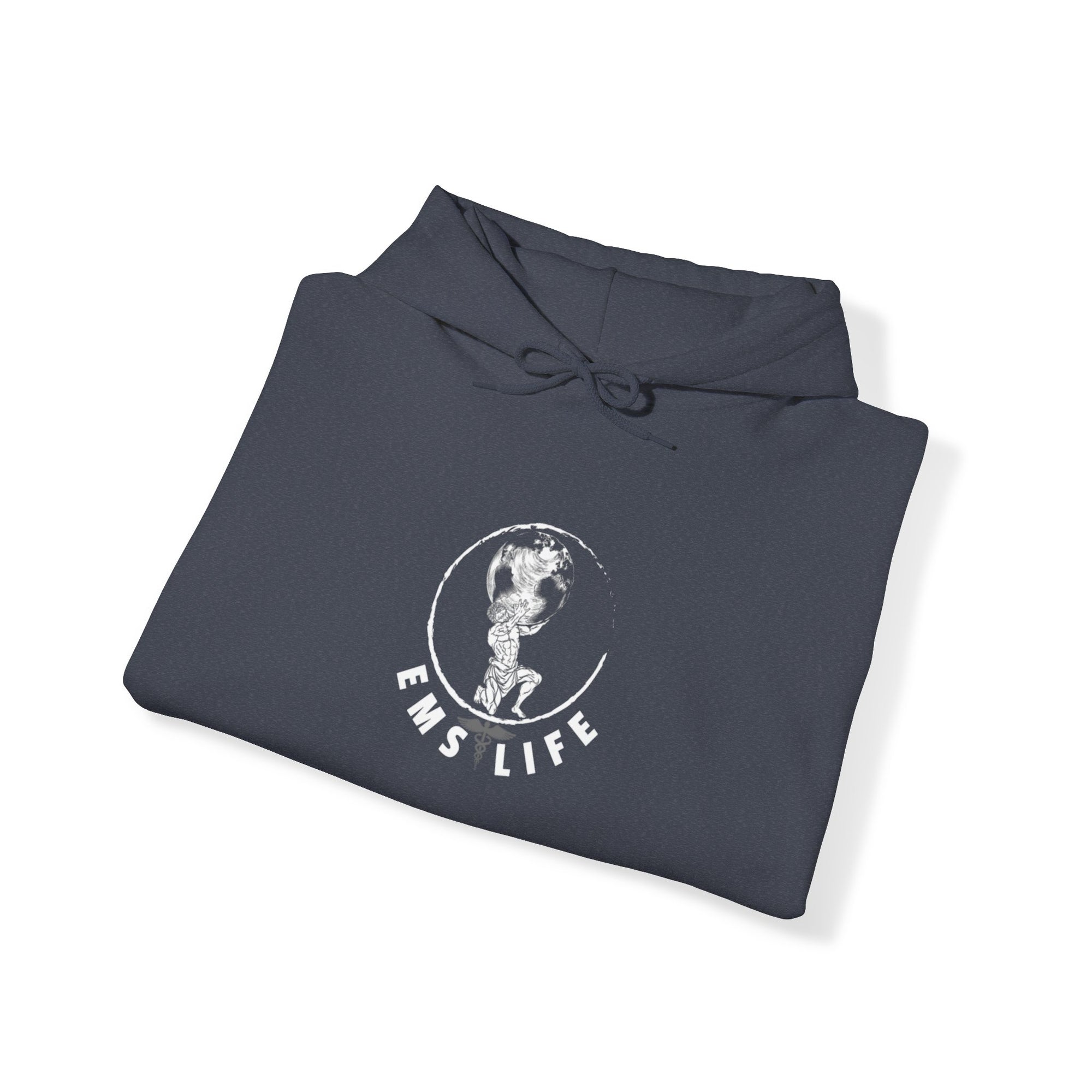EMS Life Atlas wht icon - Unisex Heavy Blend™ Hooded Sweatshirt