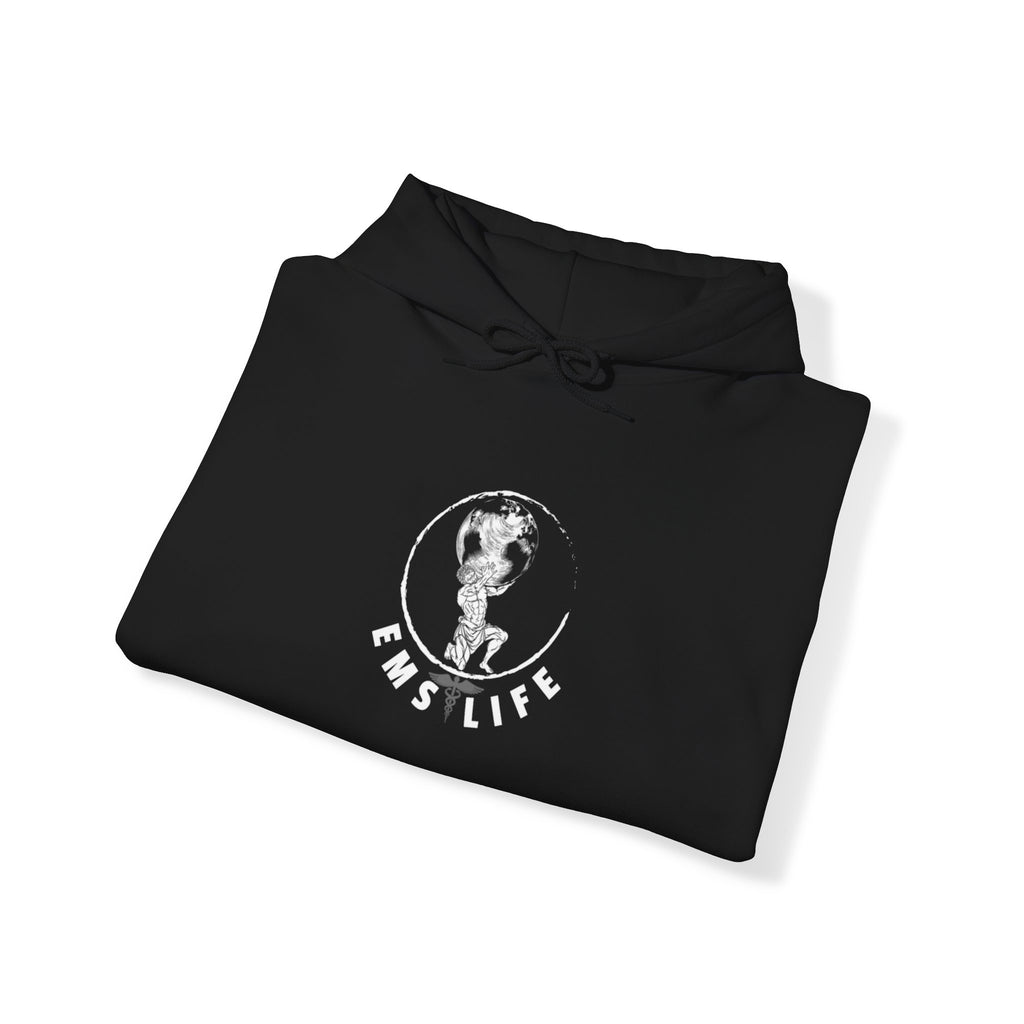 EMS Life Atlas wht icon - Unisex Heavy Blend™ Hooded Sweatshirt