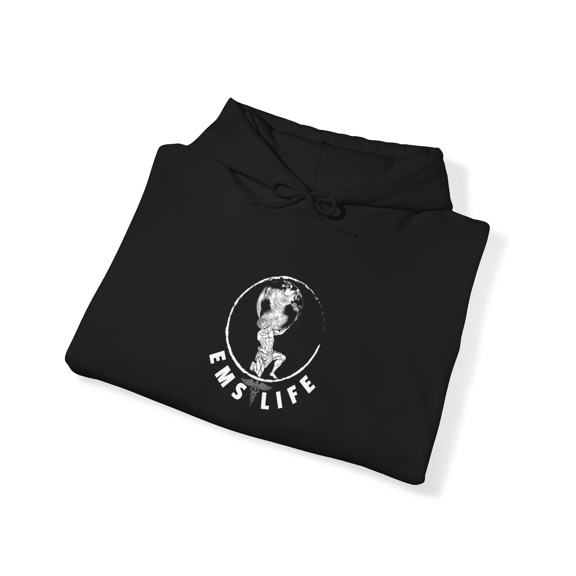 EMS Life Atlas wht icon - Unisex Heavy Blend™ Hooded Sweatshirt