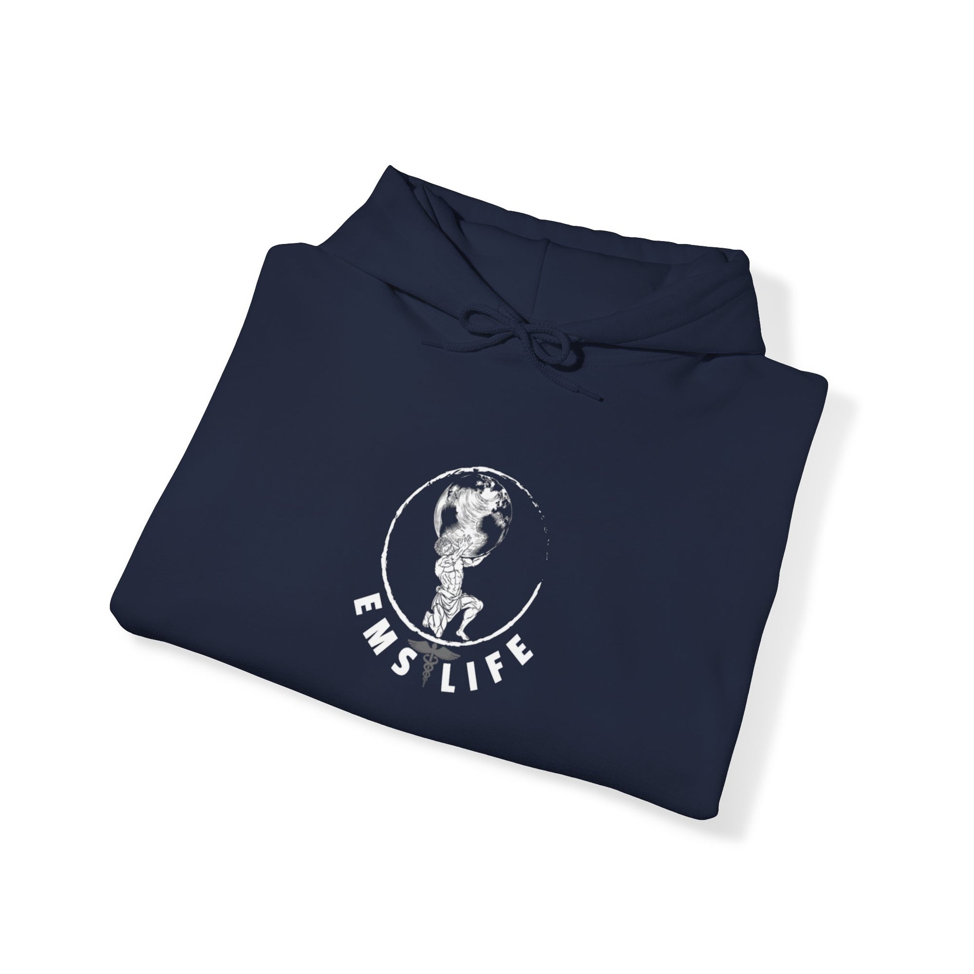 EMS Life Atlas wht icon - Unisex Heavy Blend™ Hooded Sweatshirt