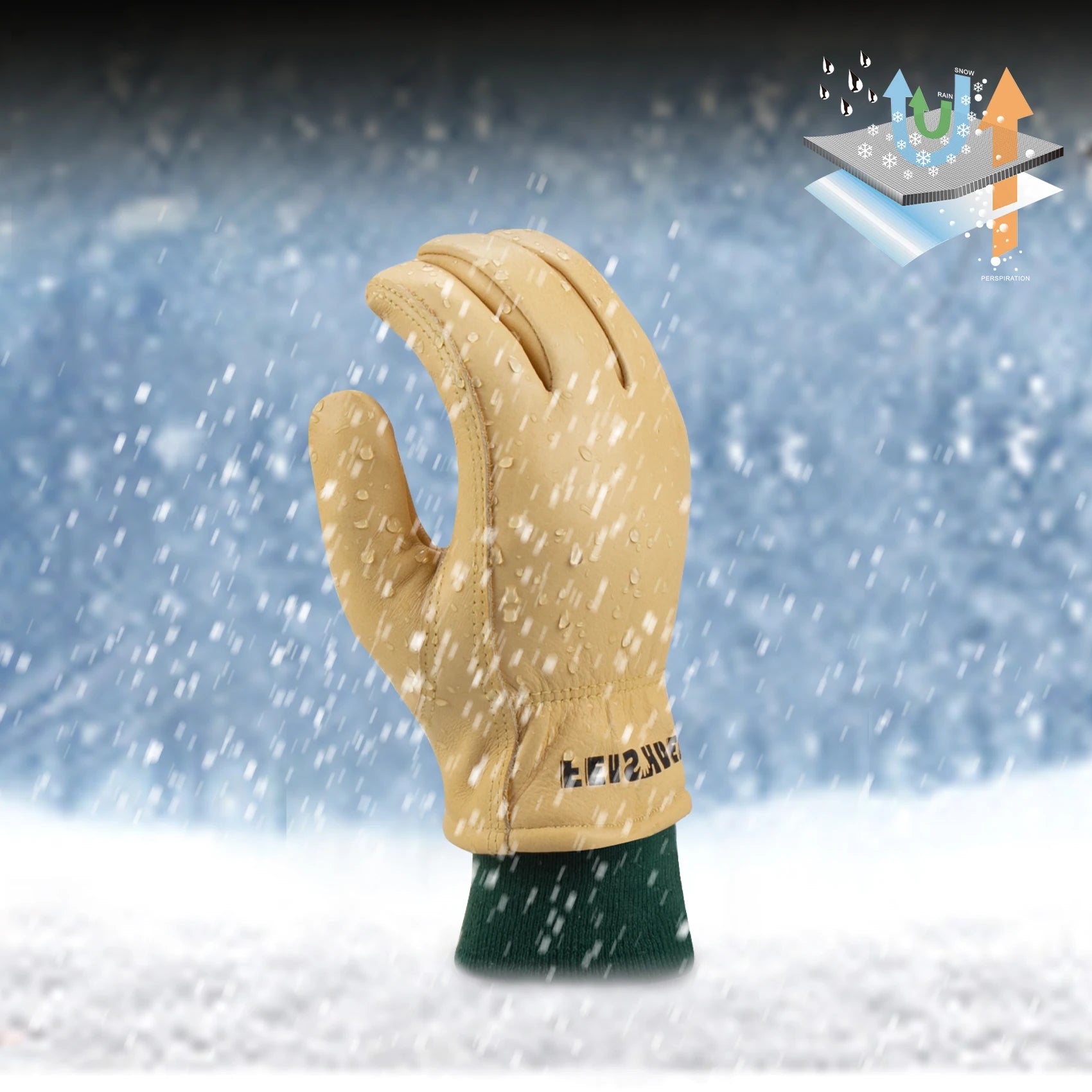 Waterproof Work Gloves for Men - Leather Work Gloves